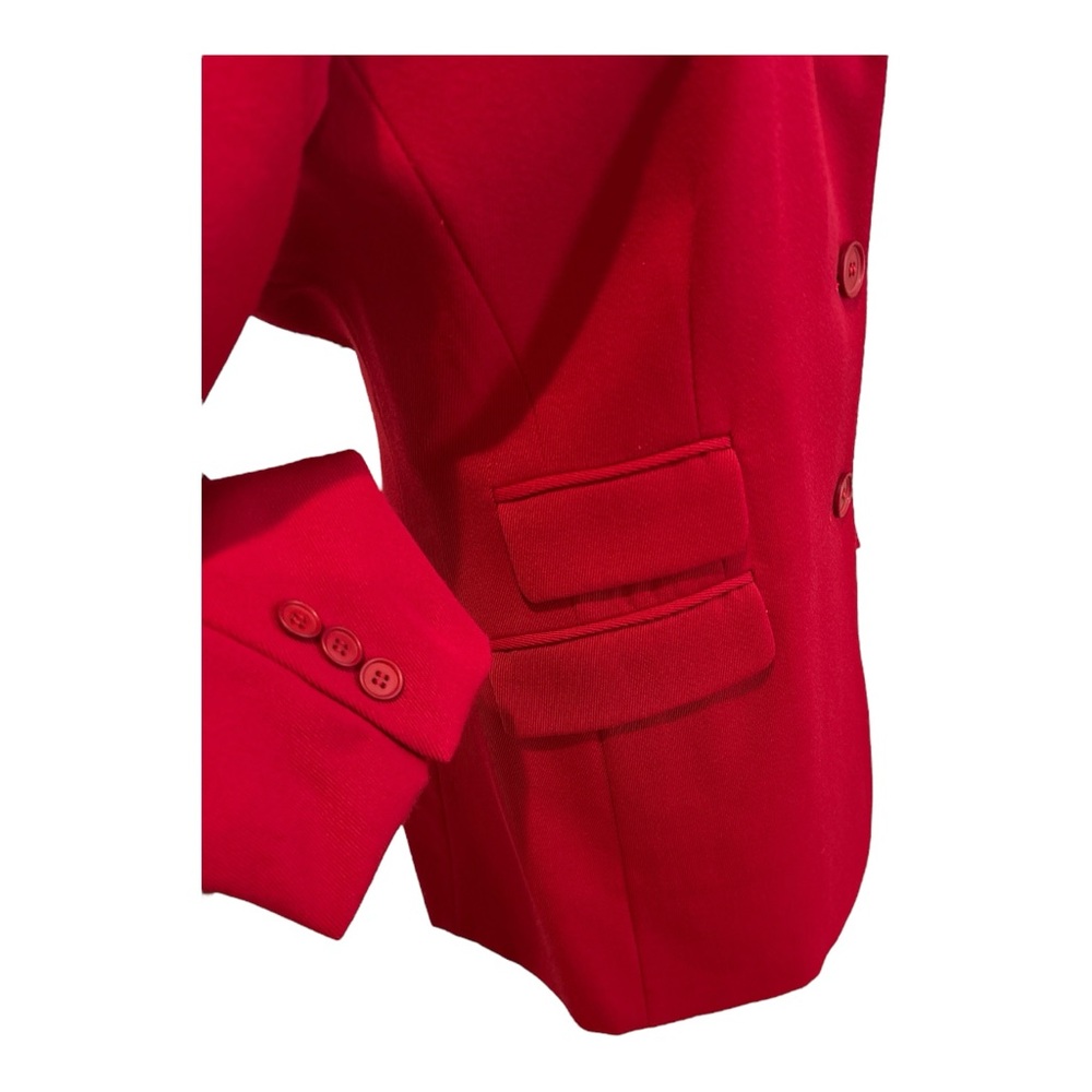 90s CLIFFORD & WILLS WOOL TWILL RED FITTED LONG BLAZER W EQUESTRIAN FLAIR SZ 12 - Picture 7 of 11